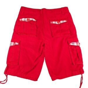 Vintage Street Rules Cargo Shorts Mens Size 36 Red Y2K Plaid Accents